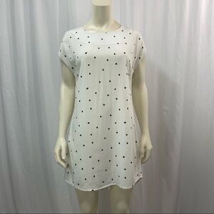 FIG White and Black Polka Dot Shift Dress, Size Small